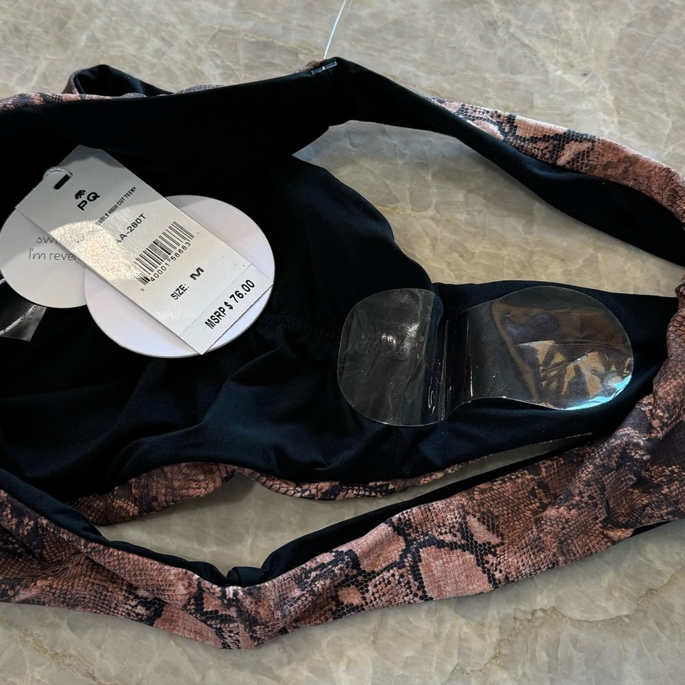 New Pilyq PQ Swim Kaa/Midnight Reversible‎ High Cut Bikini Bottom - Picture 7 of 8